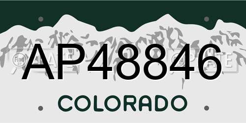 AP48846 Colorado License Plate