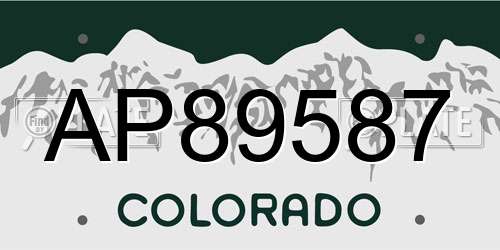 AP89587 Colorado License Plate