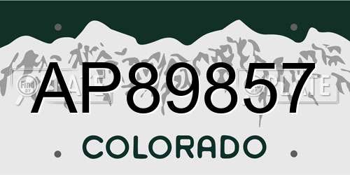 AP89857 Colorado License Plate