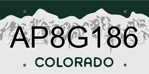 AP8G186 Colorado License Plate