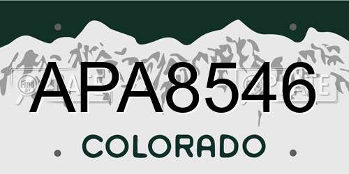 APA8546 Colorado License Plate