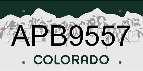 APB9557 Colorado License Plate