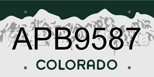 APB9587 Colorado License Plate