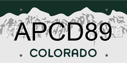 APCD89 Colorado License Plate