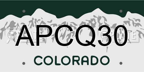 APCQ30 Colorado License Plate