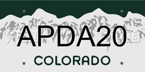 APDA20 Colorado License Plate