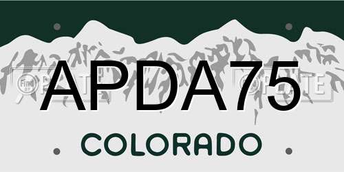 APDA75 Colorado License Plate