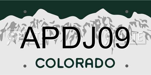 APDJ09 Colorado License Plate