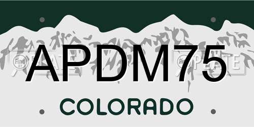APDM75 Colorado License Plate