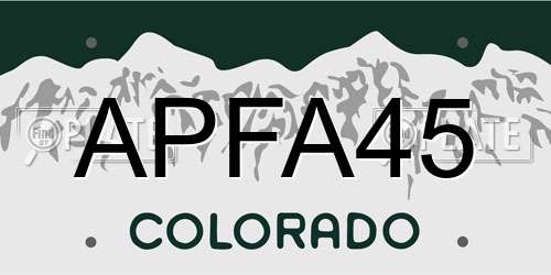 APFA45 Colorado License Plate