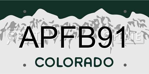 APFB91 Colorado License Plate