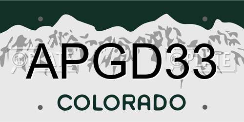 APGD33 Colorado License Plate