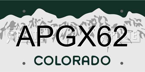 APGX62 Colorado License Plate