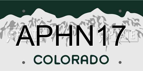 APHN17 Colorado License Plate