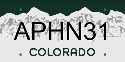 APHN31 Colorado License Plate