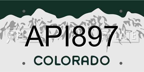 API897 Colorado License Plate