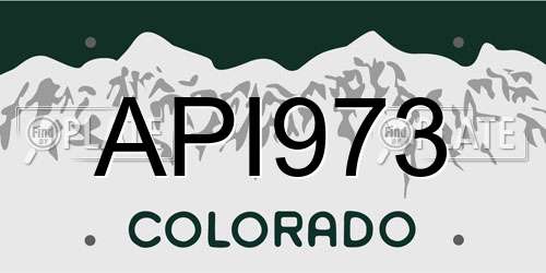 API973 Colorado License Plate