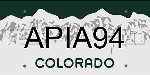 APIA94 Colorado License Plate