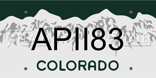 APII83 Colorado License Plate