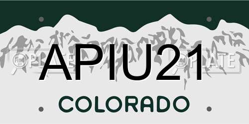 APIU21 Colorado License Plate