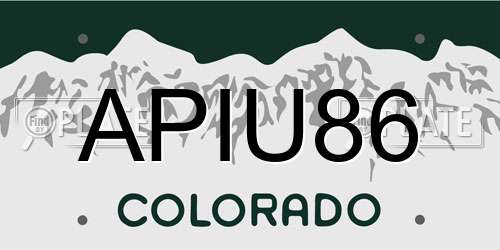 APIU86 Colorado License Plate