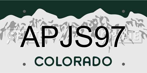 APJS97 Colorado License Plate
