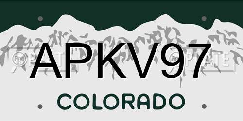 APKV97 Colorado License Plate