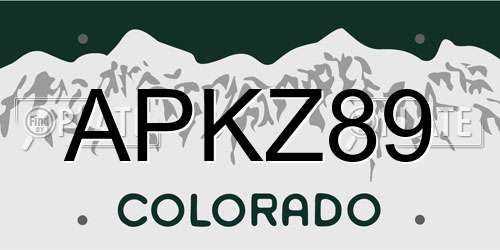APKZ89 Colorado License Plate