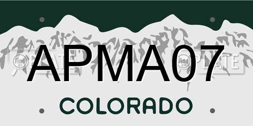 APMA07 Colorado License Plate