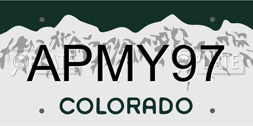 APMY97 Colorado License Plate
