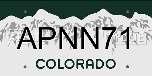 APNN71 Colorado License Plate