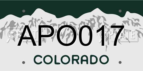 APO017 Colorado License Plate