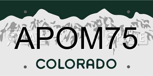 APOM75 Colorado License Plate