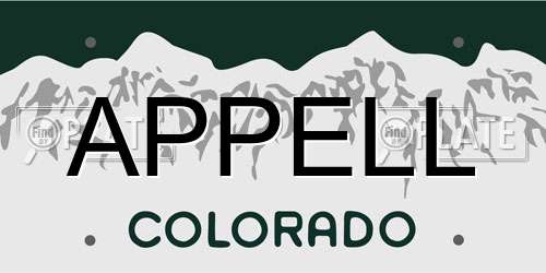 APPELL Colorado License Plate