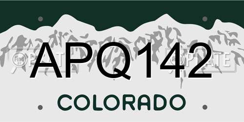 APQ142 Colorado License Plate