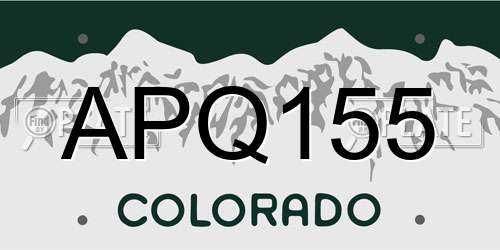 APQ155 Colorado License Plate
