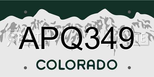 APQ349 Colorado License Plate