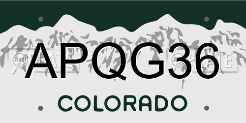 APQG36 Colorado License Plate