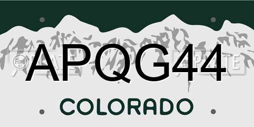APQG44 Colorado License Plate