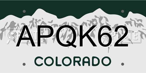 APQK62 Colorado License Plate