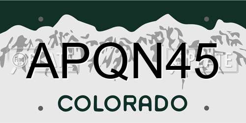 APQN45 Colorado License Plate