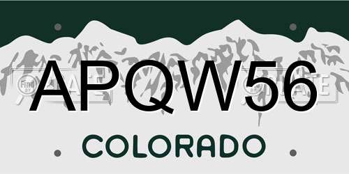 APQW56 Colorado License Plate