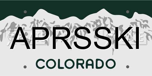 APRSSKI Colorado License Plate