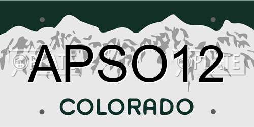 APSO12 Colorado License Plate