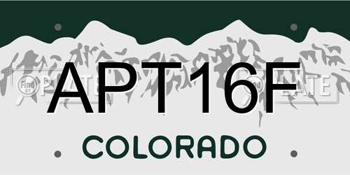 APT16F Colorado License Plate