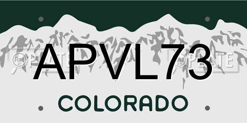 APVL73 Colorado License Plate