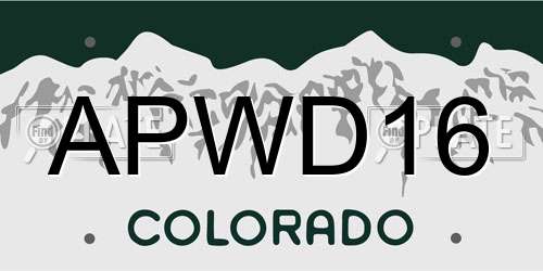 APWD16 Colorado License Plate
