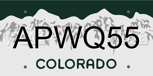 APWQ55 Colorado License Plate