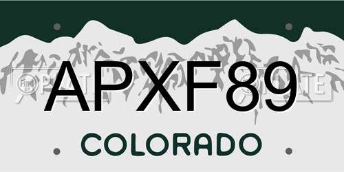 APXF89 Colorado License Plate