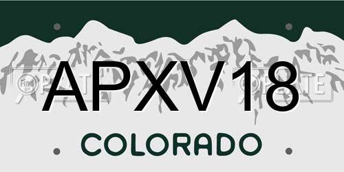 APXV18 Colorado License Plate